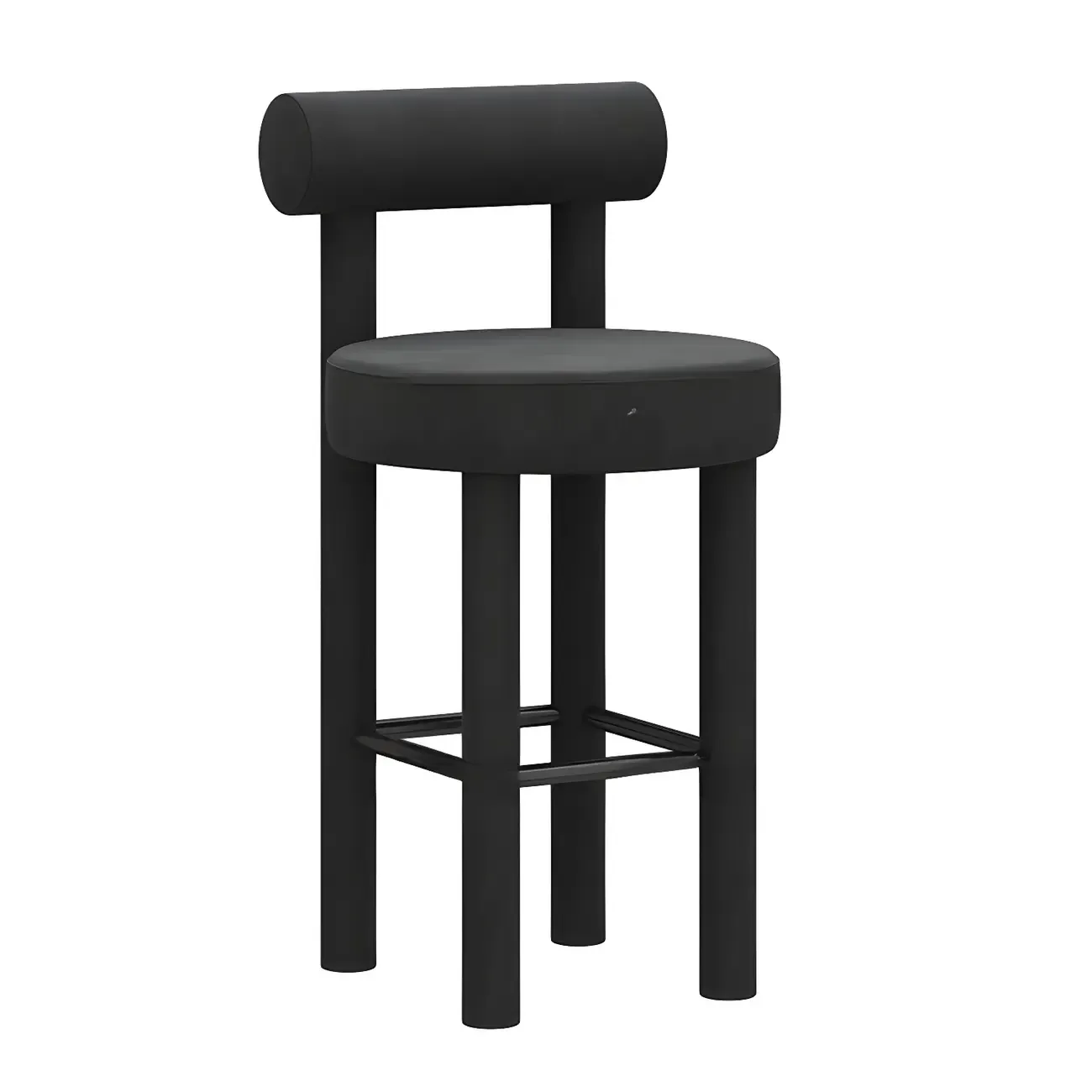 Multicolor Simple Round 4-Leg Upholstered Bar Stools Image - 11