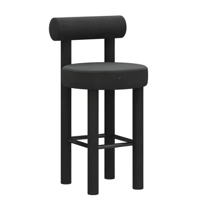 Multicolor Simple Round 4-Leg Upholstered Bar Stools Image - 11