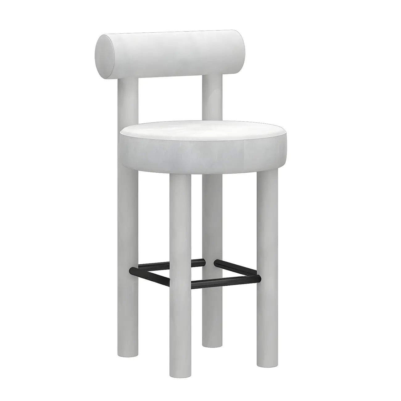 Multicolor Simple Round 4-Leg Upholstered Bar Stools Image - 12 | homeyfad