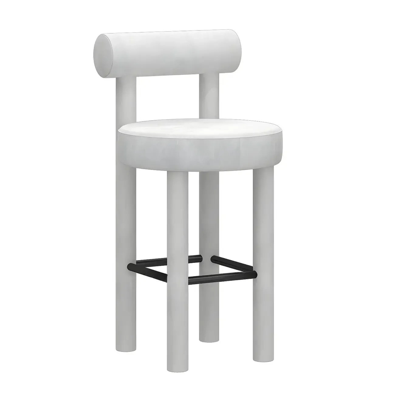 Multicolor Simple Round 4-Leg Upholstered Bar Stools Image - 12