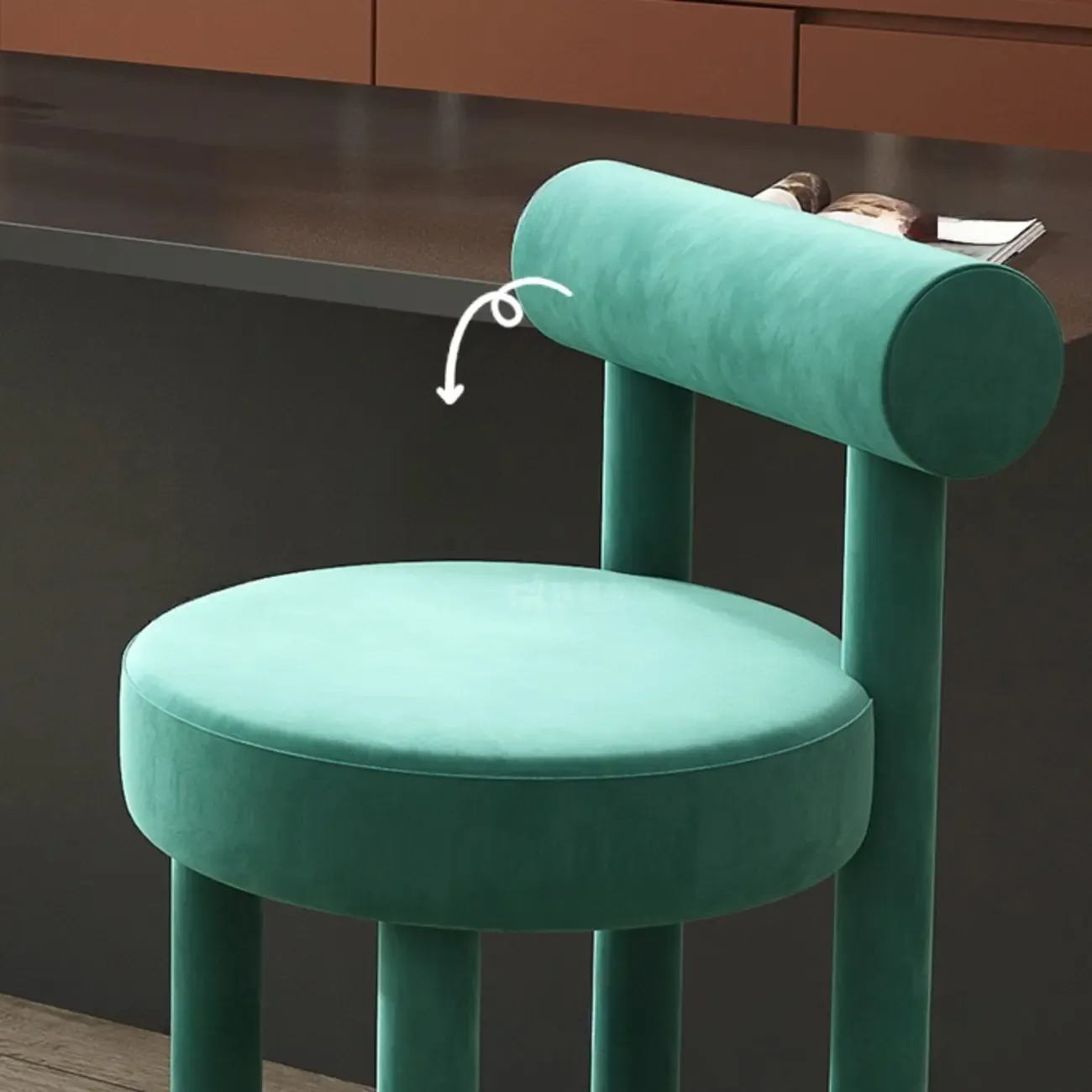 Multicolor Simple Round 4-Leg Upholstered Bar Stools Image - 5