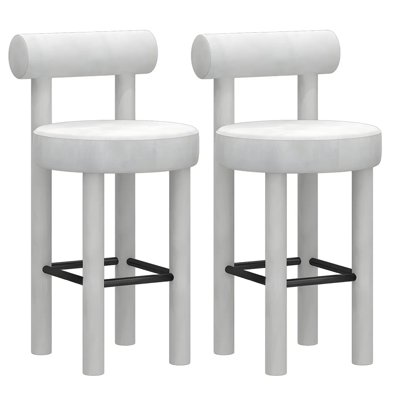 Multicolor Simple Round 4-Leg Upholstered Bar Stools Image - 16 | homeyfad