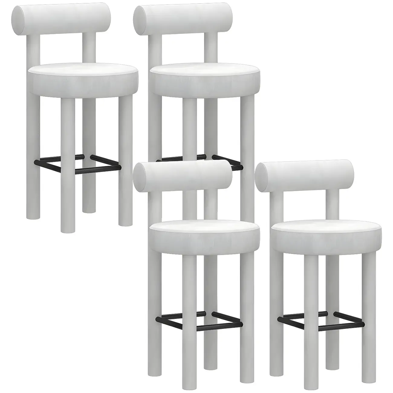 Multicolor Simple Round 4-Leg Upholstered Bar Stools Image - 17 | homeyfad