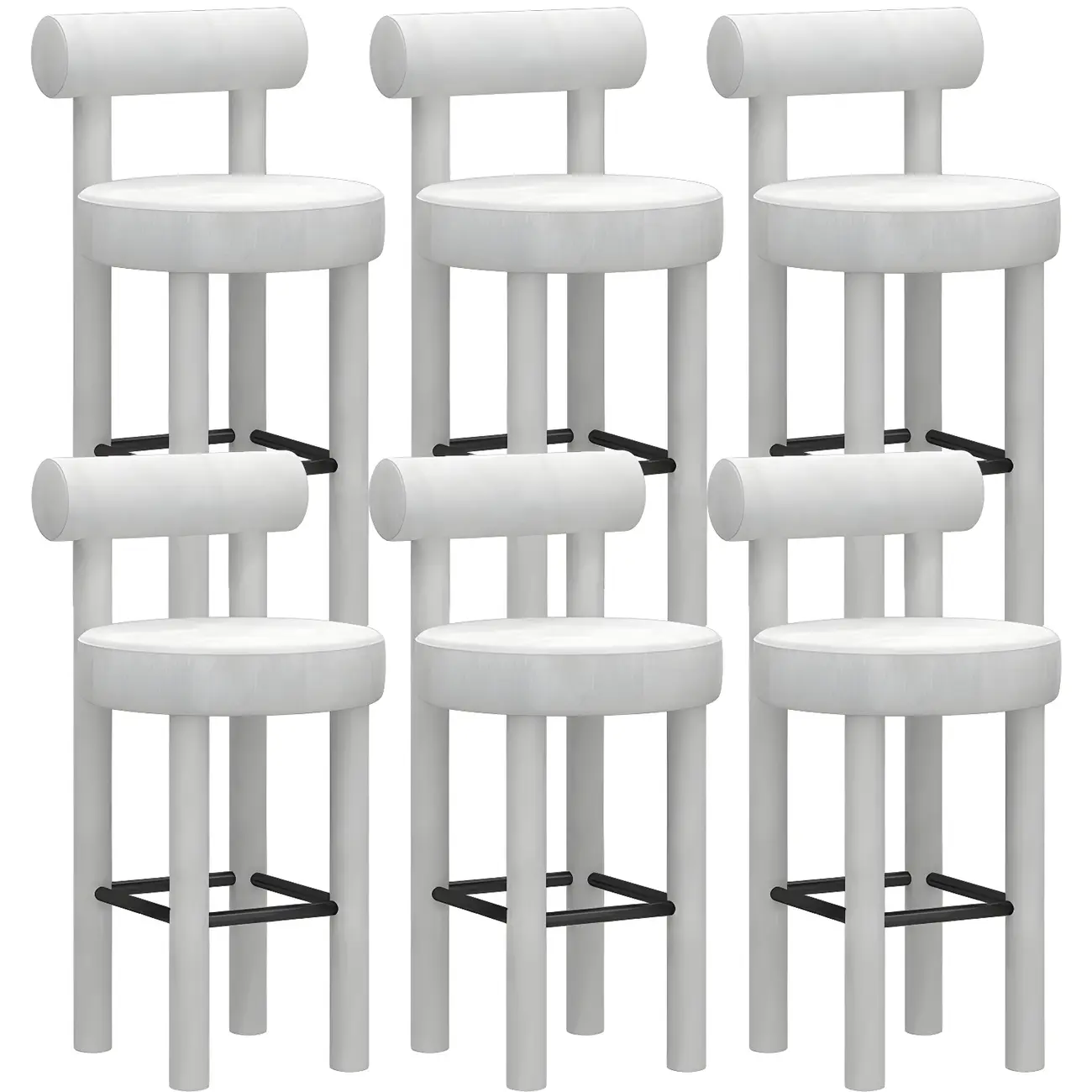 Multicolor Simple Round 4-Leg Upholstered Bar Stools Image - 19 | homeyfad