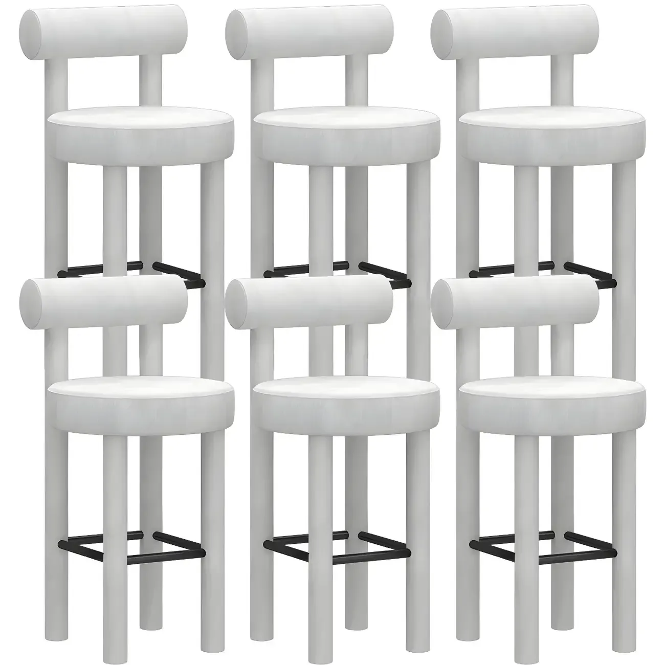 Multicolor Simple Round 4-Leg Upholstered Bar Stools Image - 19