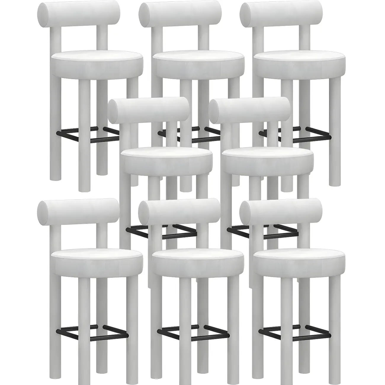 Multicolor Simple Round 4-Leg Upholstered Bar Stools Image - 20 | homeyfad