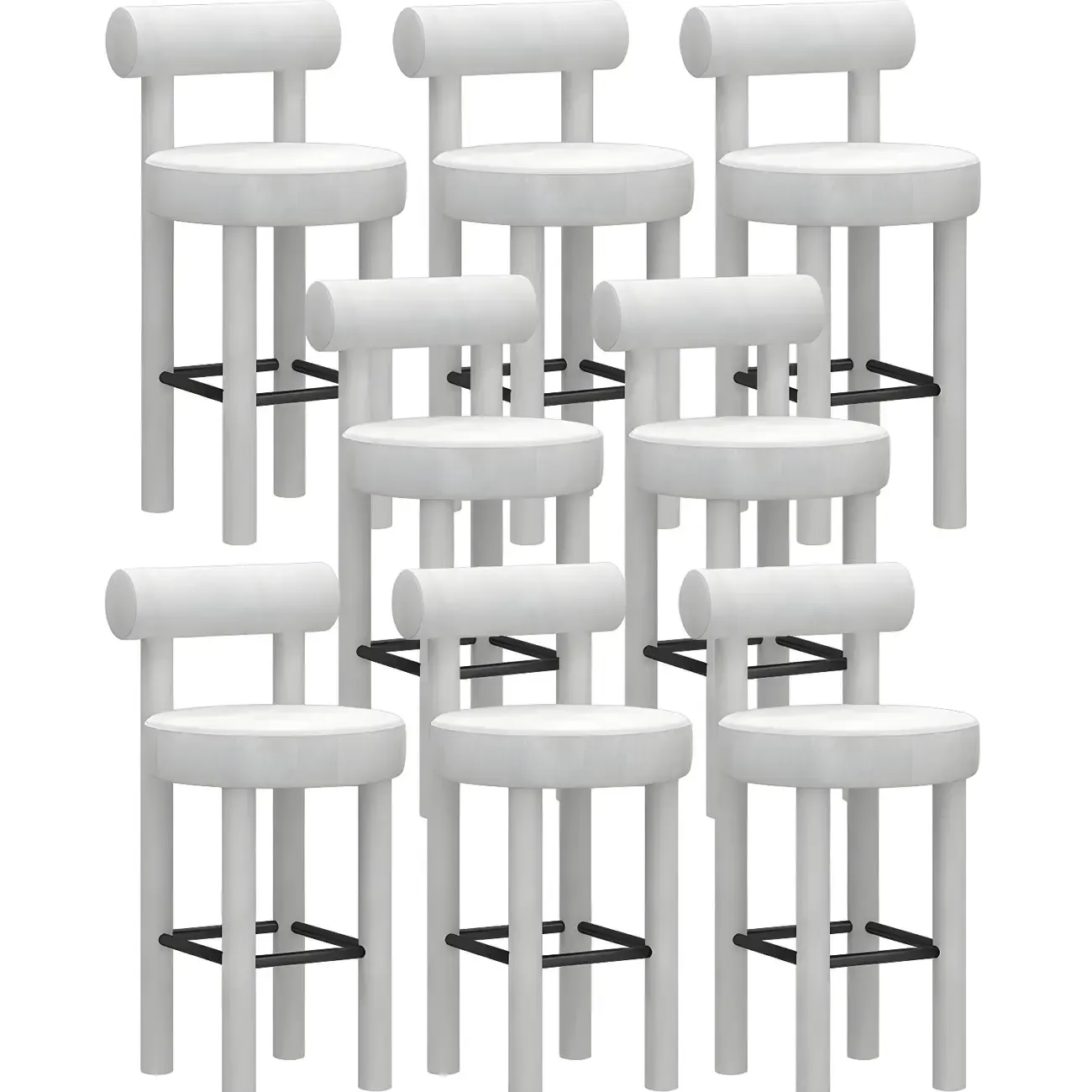 Multicolor Simple Round 4-Leg Upholstered Bar Stools Image - 20