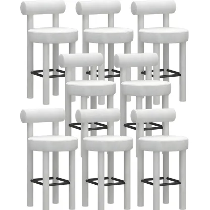 Multicolor Simple Round 4-Leg Upholstered Bar Stools Image - 20
