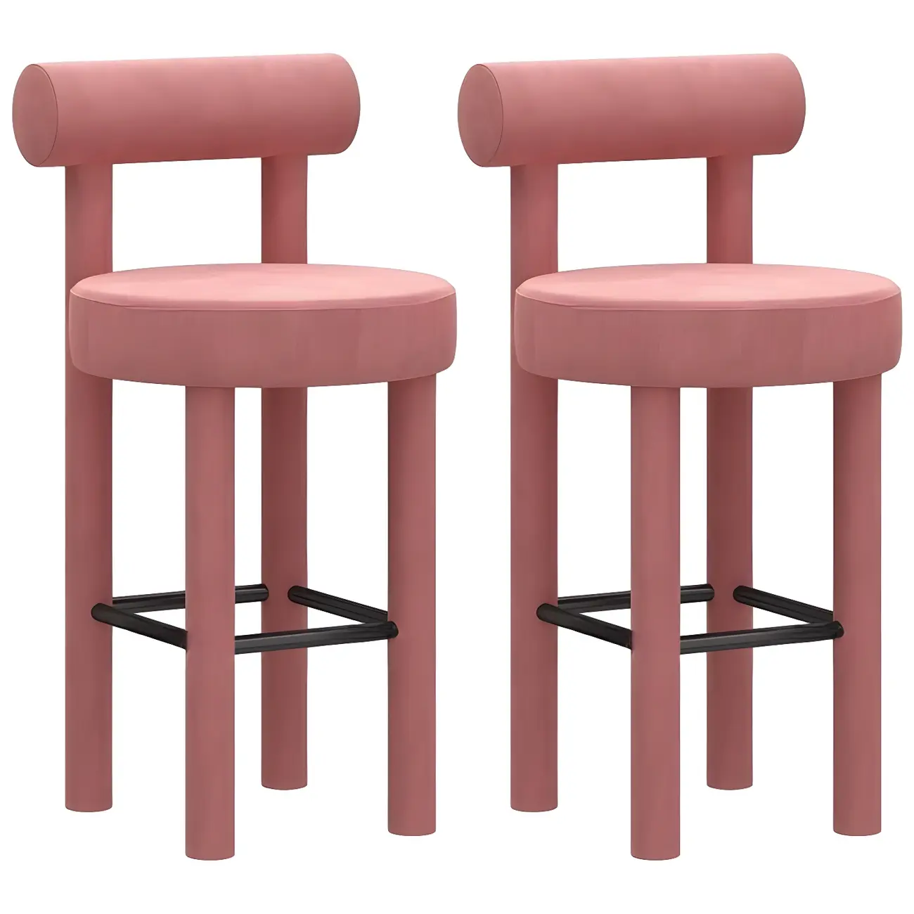 Multicolor Simple Round 4-Leg Upholstered Bar Stools Image - 21 | homeyfad