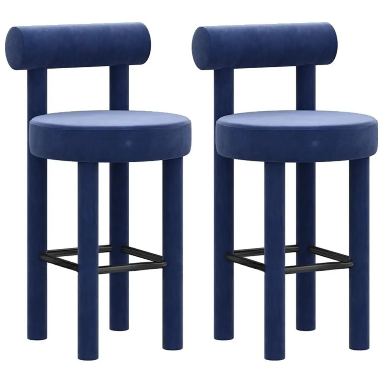 Multicolor Simple Round 4-Leg Upholstered Bar Stools Image - 25 | homeyfad