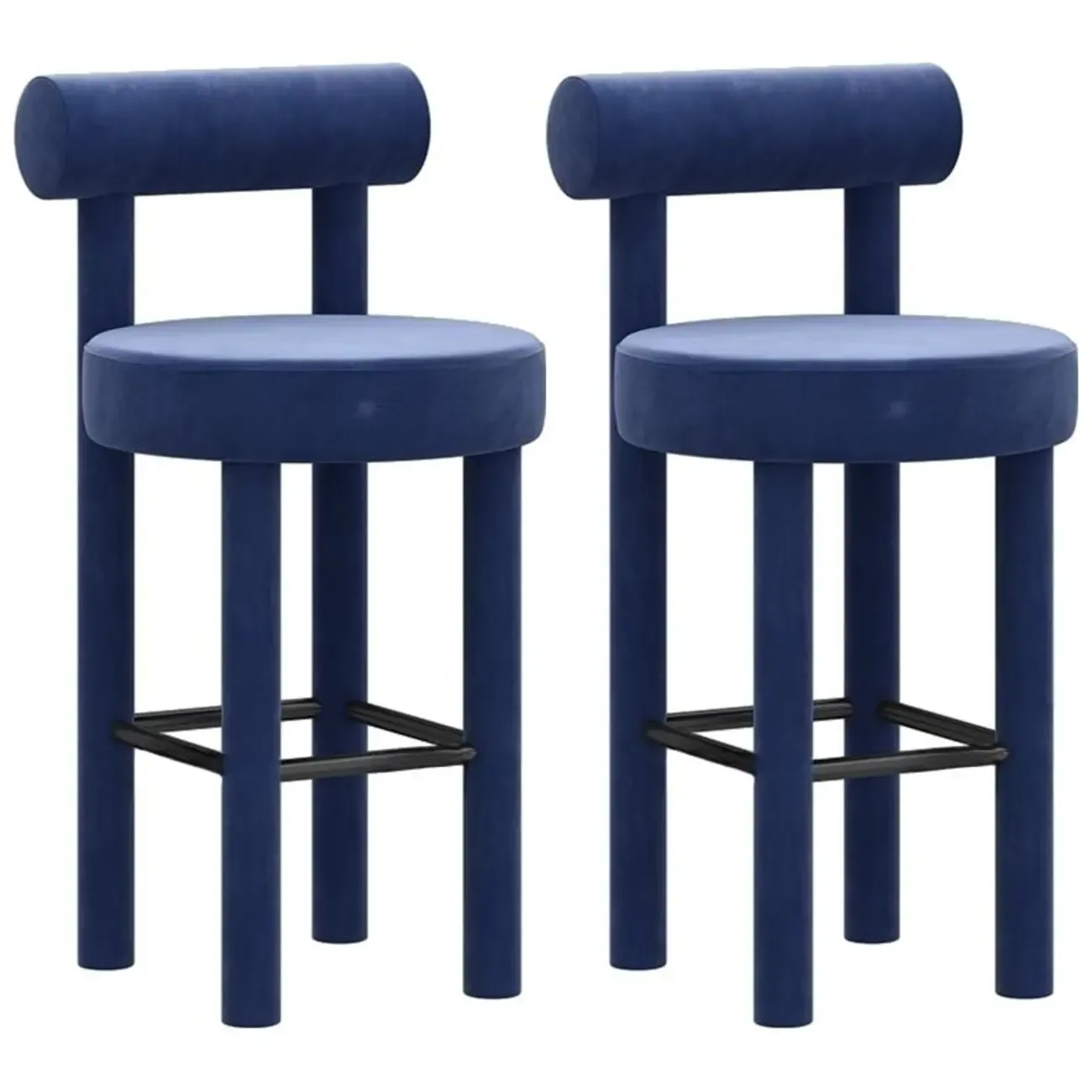 Multicolor Simple Round 4-Leg Upholstered Bar Stools Image - 25
