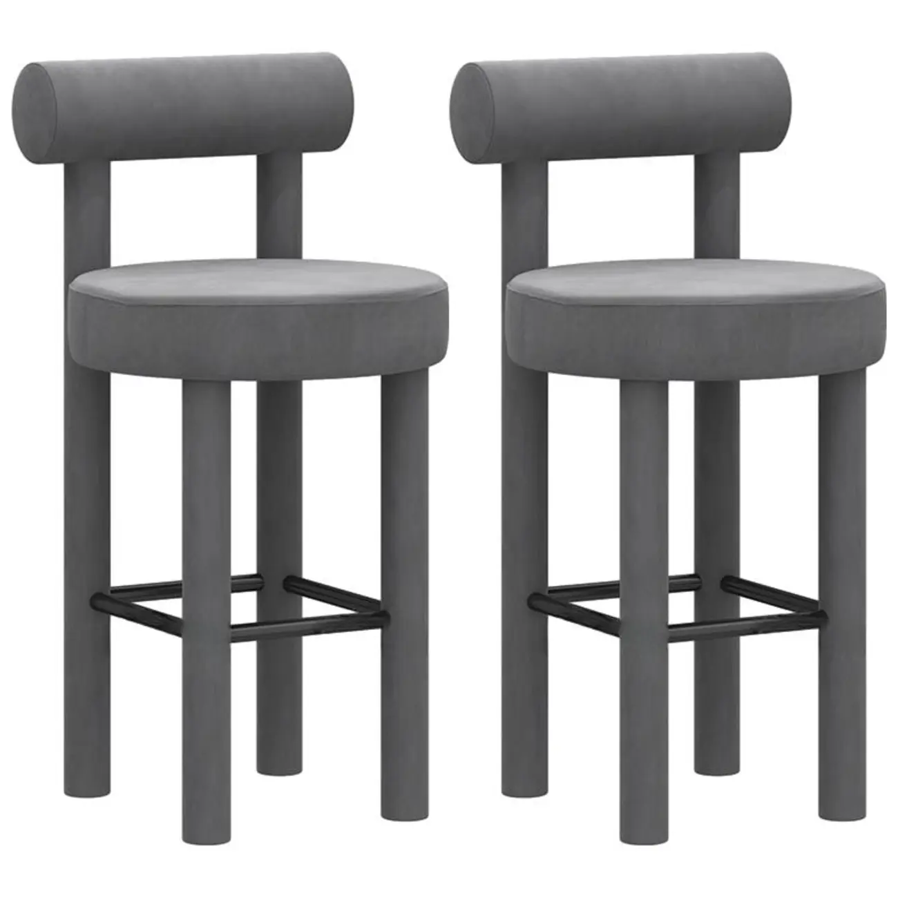 Multicolor Simple Round 4-Leg Upholstered Bar Stools Image - 29 | homeyfad
