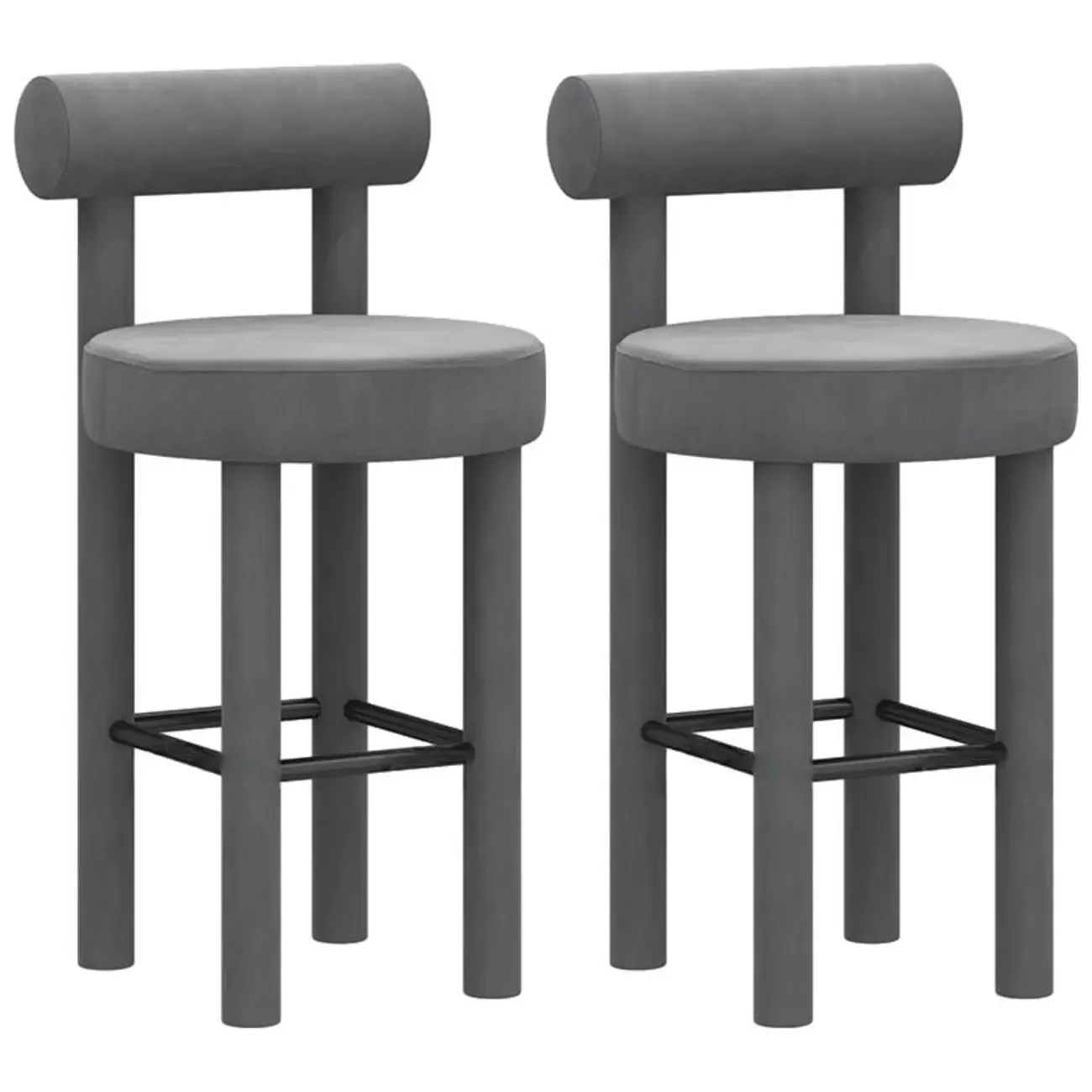 Multicolor Simple Round 4-Leg Upholstered Bar Stools Image - 29