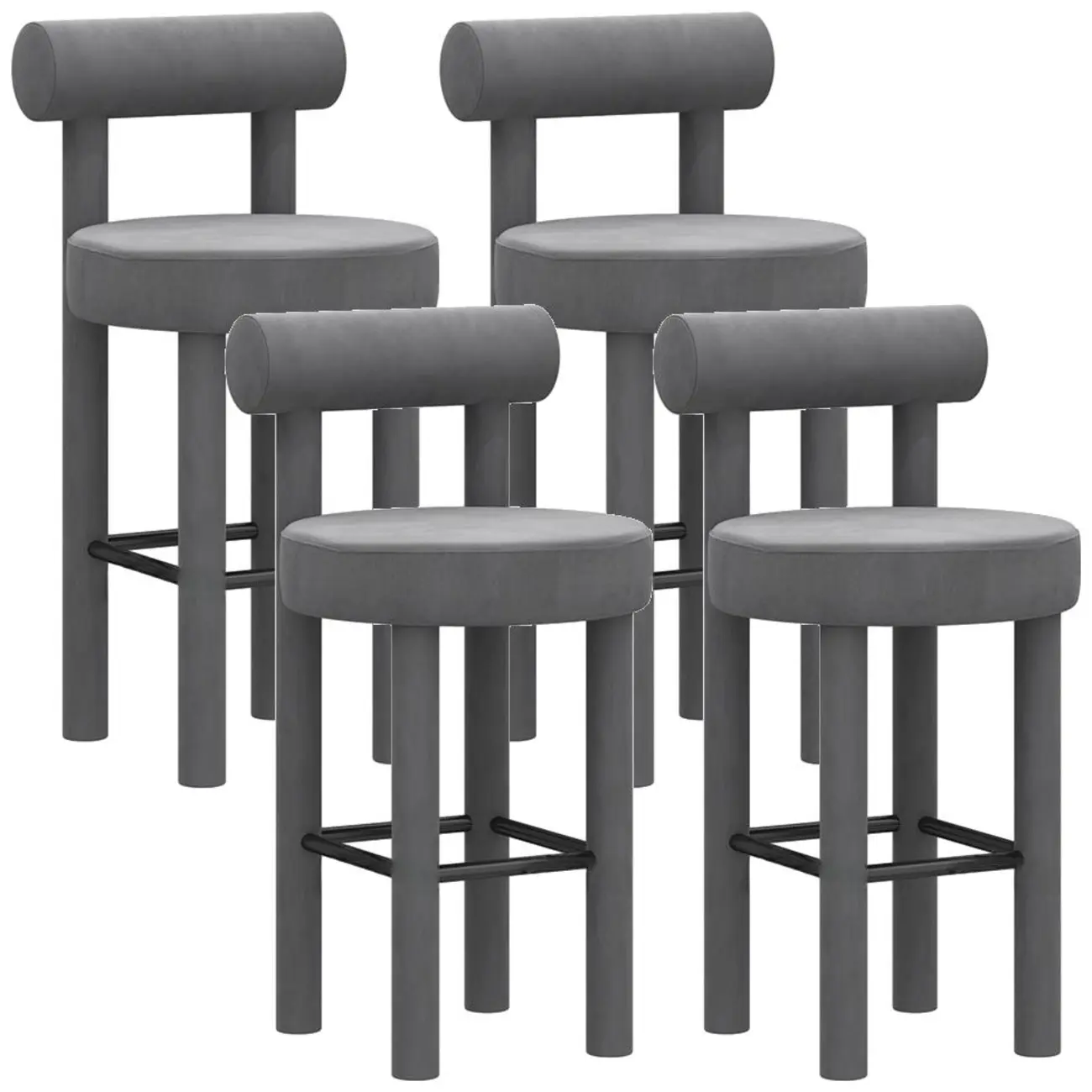 Multicolor Simple Round 4-Leg Upholstered Bar Stools Image - 30 | homeyfad