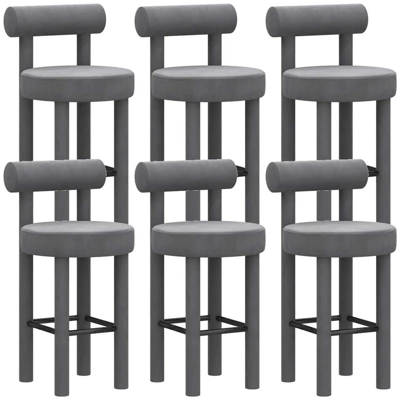 Multicolor Simple Round 4-Leg Upholstered Bar Stools Image - 31 | homeyfad