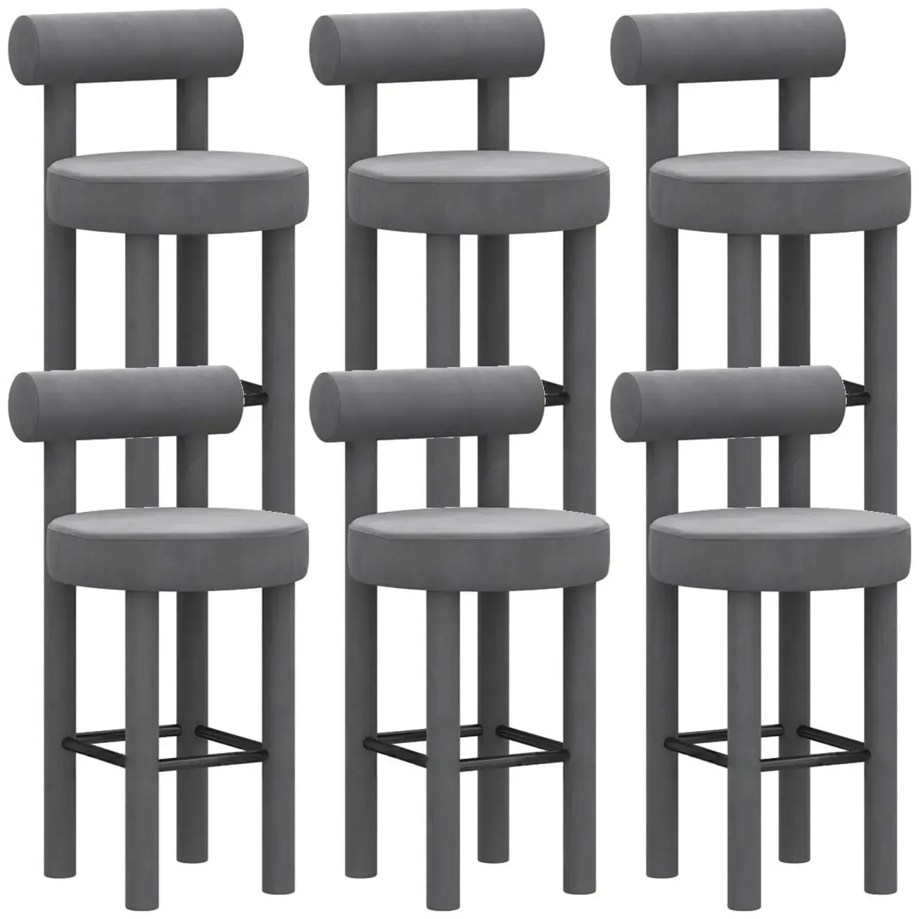 Multicolor Simple Round 4-Leg Upholstered Bar Stools Image - 31
