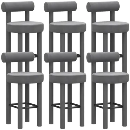 Multicolor Simple Round 4-Leg Upholstered Bar Stools Image - 31