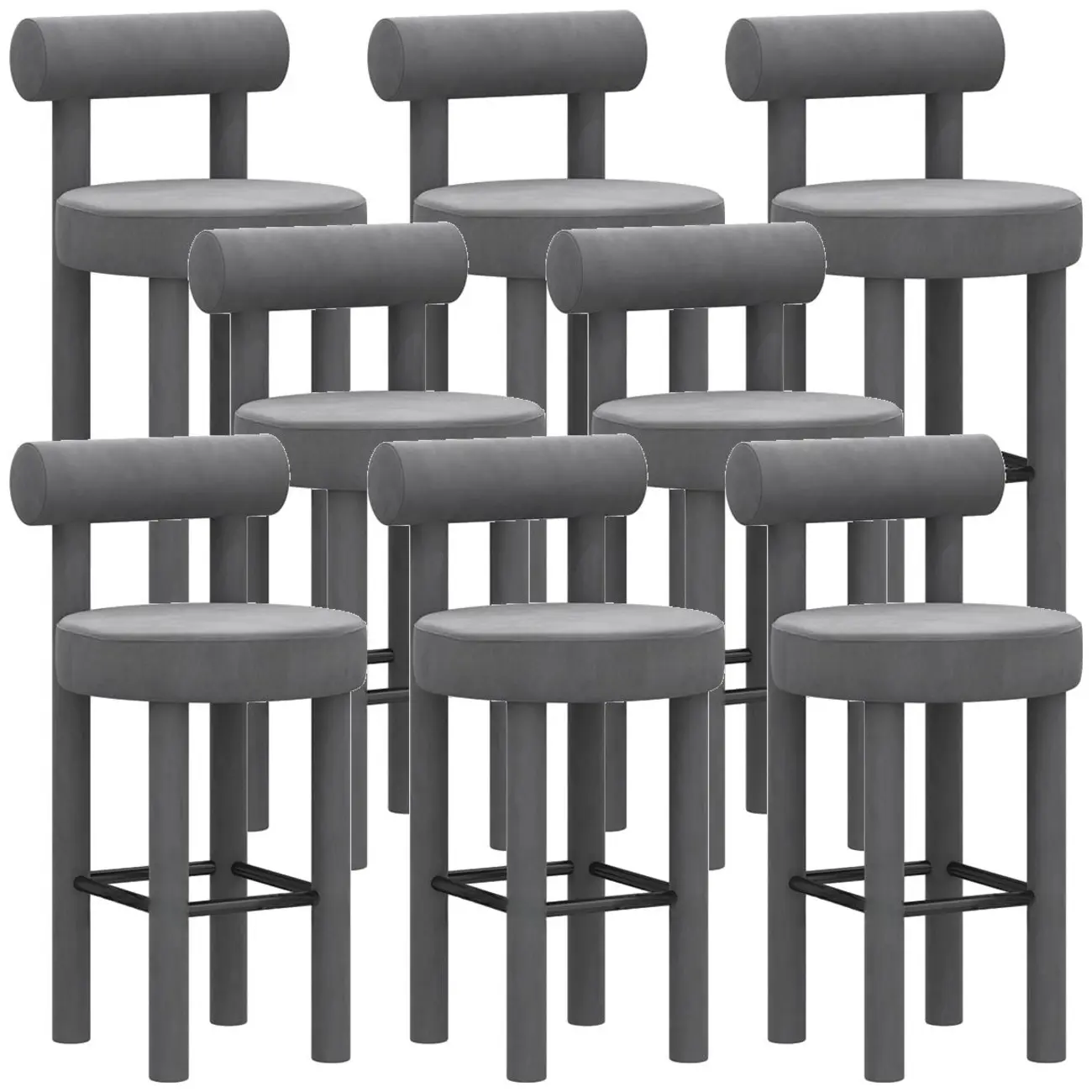 Multicolor Simple Round 4-Leg Upholstered Bar Stools Image - 32 | homeyfad