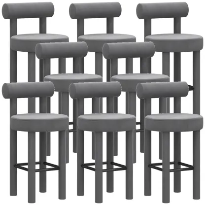 Multicolor Simple Round 4-Leg Upholstered Bar Stools Image - 32