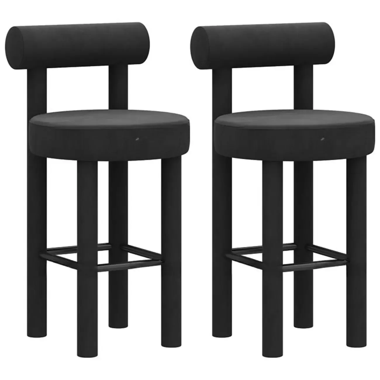 Multicolor Simple Round 4-Leg Upholstered Bar Stools Image - 33