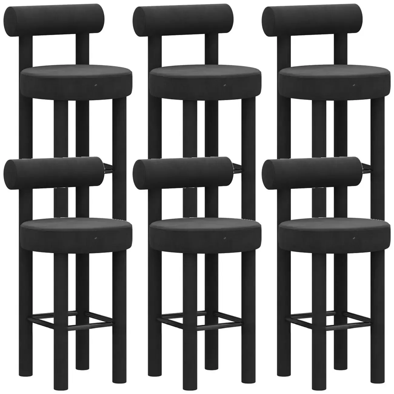 Multicolor Simple Round 4-Leg Upholstered Bar Stools Image - 35