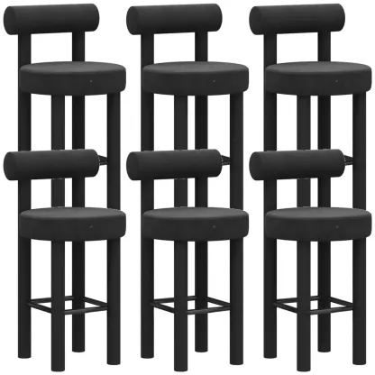 Multicolor Simple Round 4-Leg Upholstered Bar Stools Image - 35