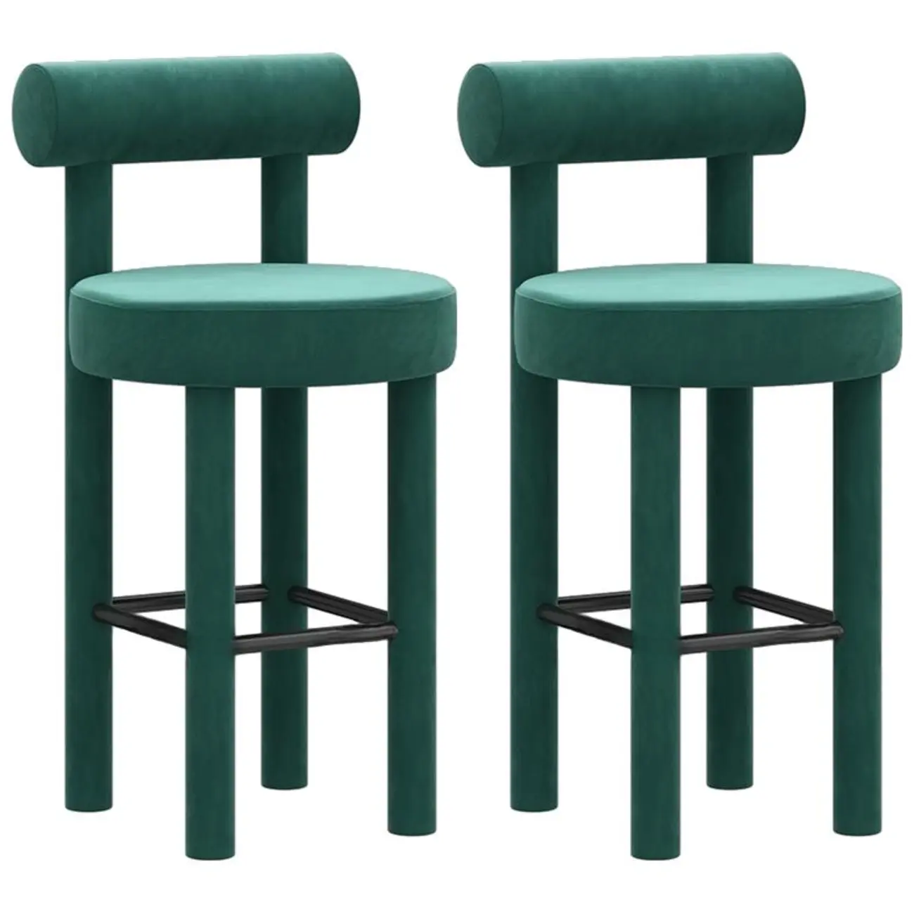 Multicolor Simple Round 4-Leg Upholstered Bar Stools Image - 37 | homeyfad