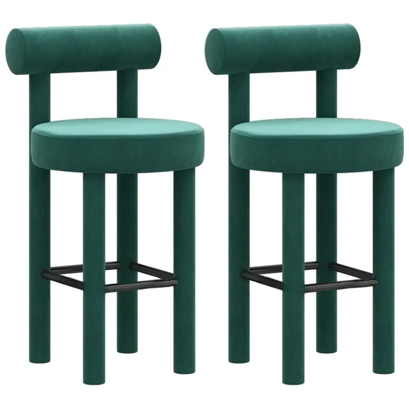 Multicolor Simple Round 4-Leg Upholstered Bar Stools Image - 37