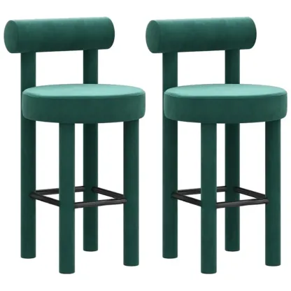 Multicolor Simple Round 4-Leg Upholstered Bar Stools Image - 37