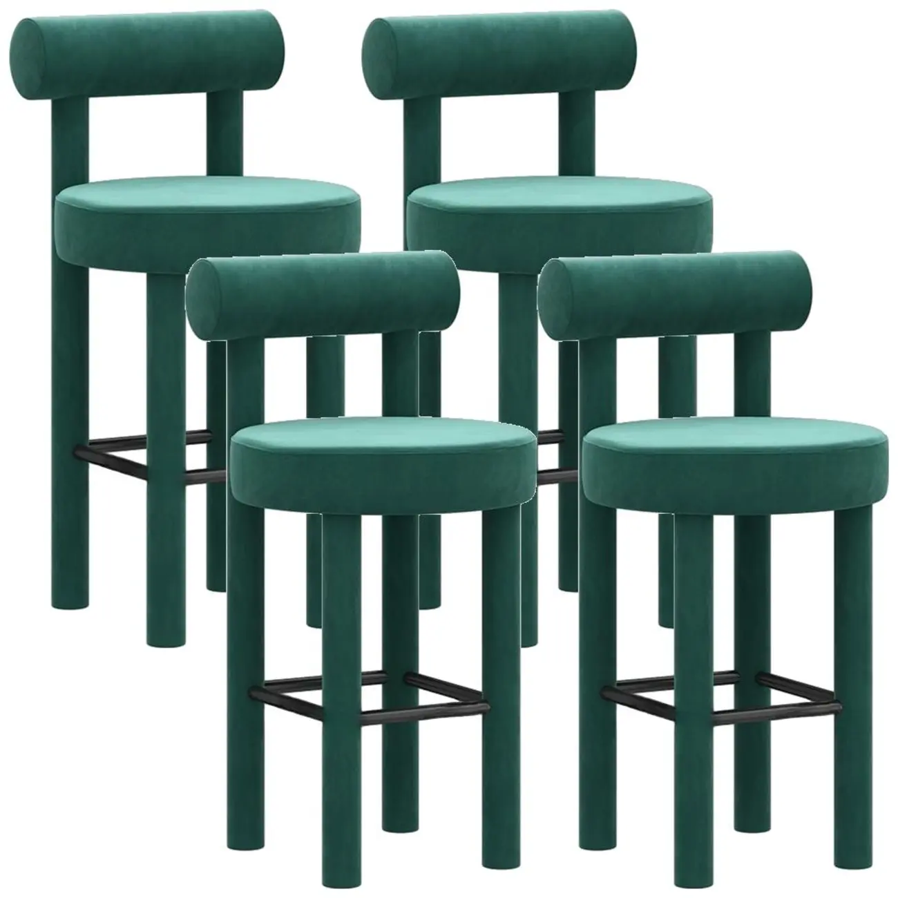 Multicolor Simple Round 4-Leg Upholstered Bar Stools Image - 38 | homeyfad