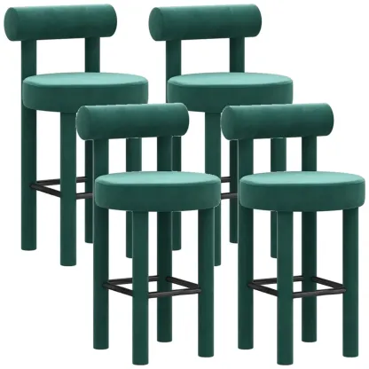 Multicolor Simple Round 4-Leg Upholstered Bar Stools Image - 38