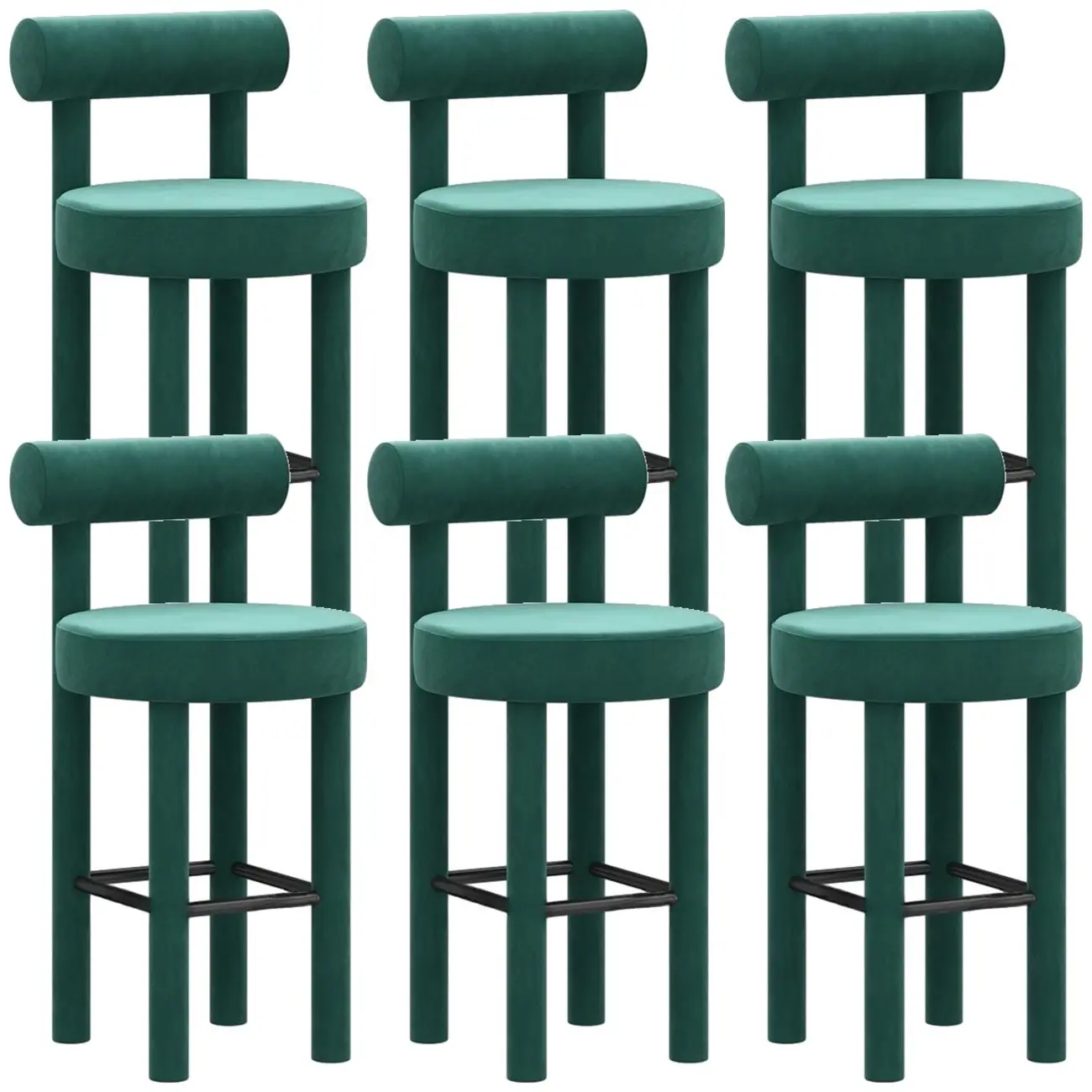 Multicolor Simple Round 4-Leg Upholstered Bar Stools Image - 39 | homeyfad