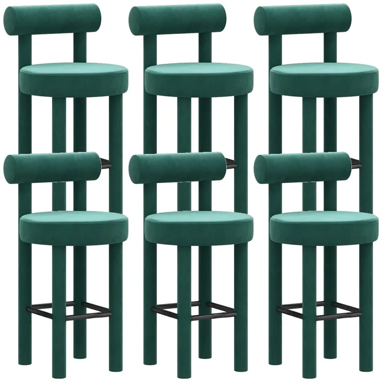 Multicolor Simple Round 4-Leg Upholstered Bar Stools Image - 39