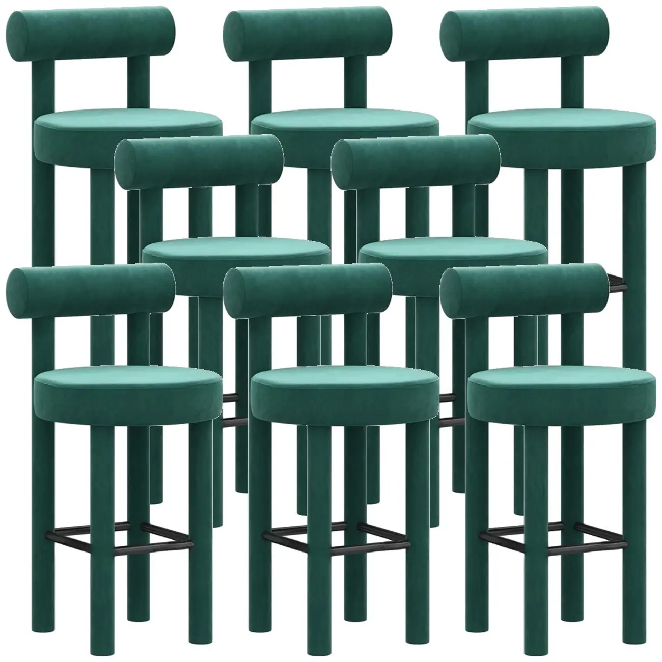 Multicolor Simple Round 4-Leg Upholstered Bar Stools Image - 40 | homeyfad
