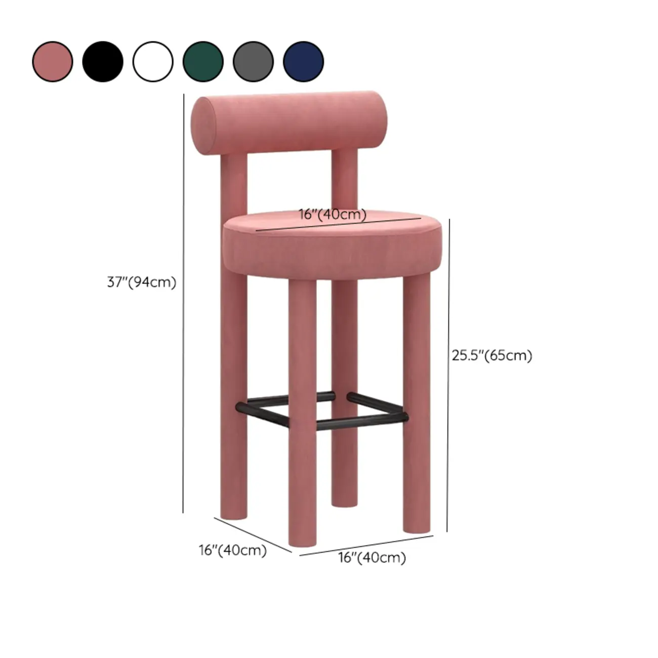 Multicolor Simple Round 4-Leg Upholstered Bar Stools #size | homeyfad