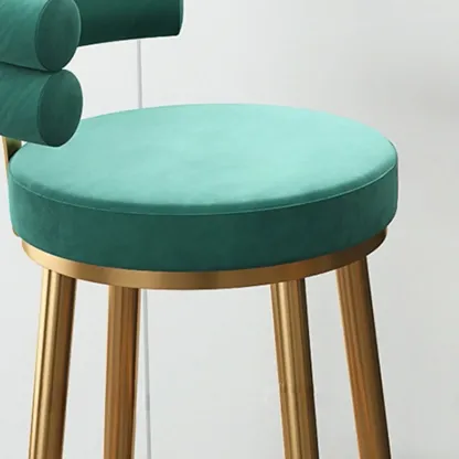 Gold Glam Round Bar Stool with Low Back and Footrest Image - 5