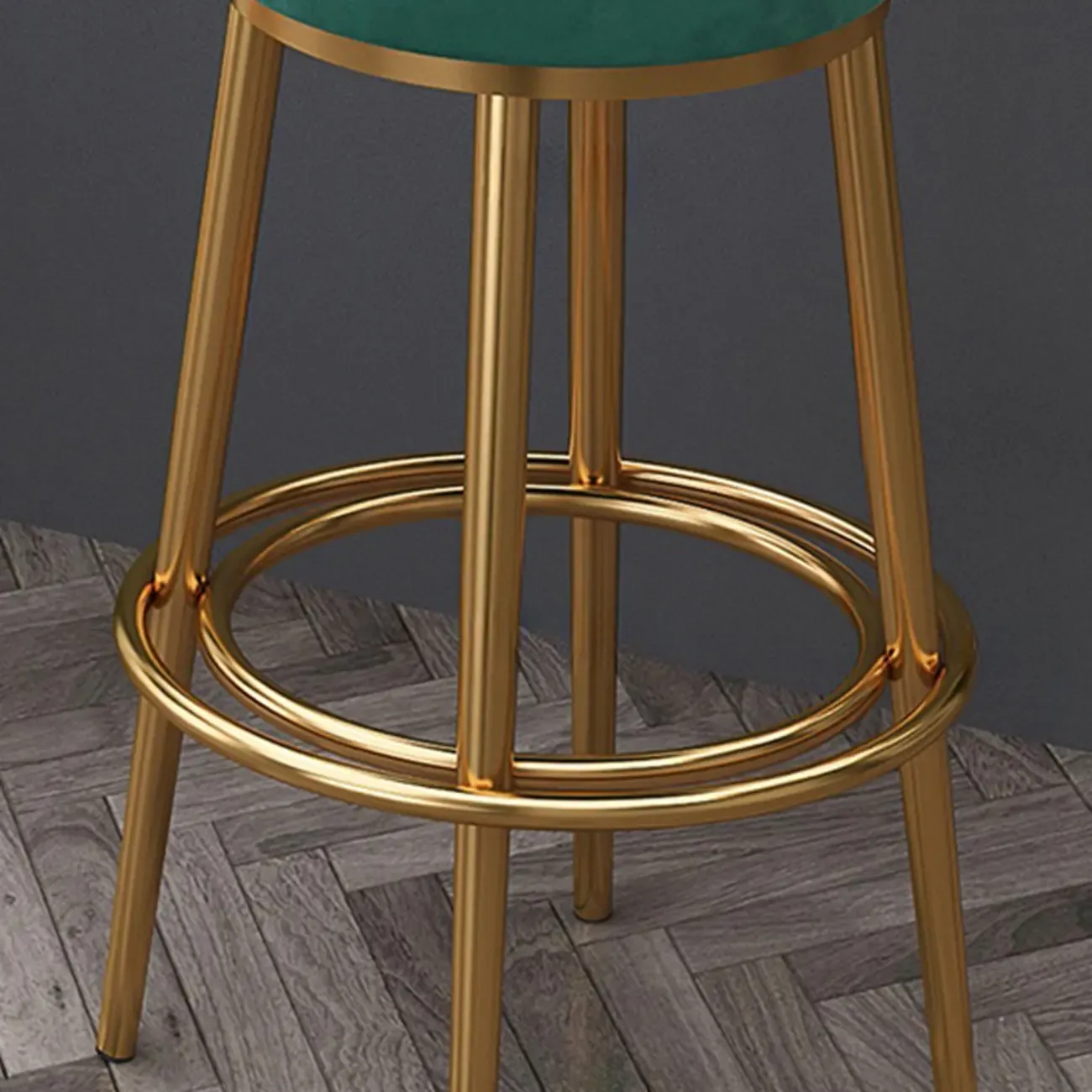 Gold Glam Round Bar Stool with Low Back and Footrest Image - 6