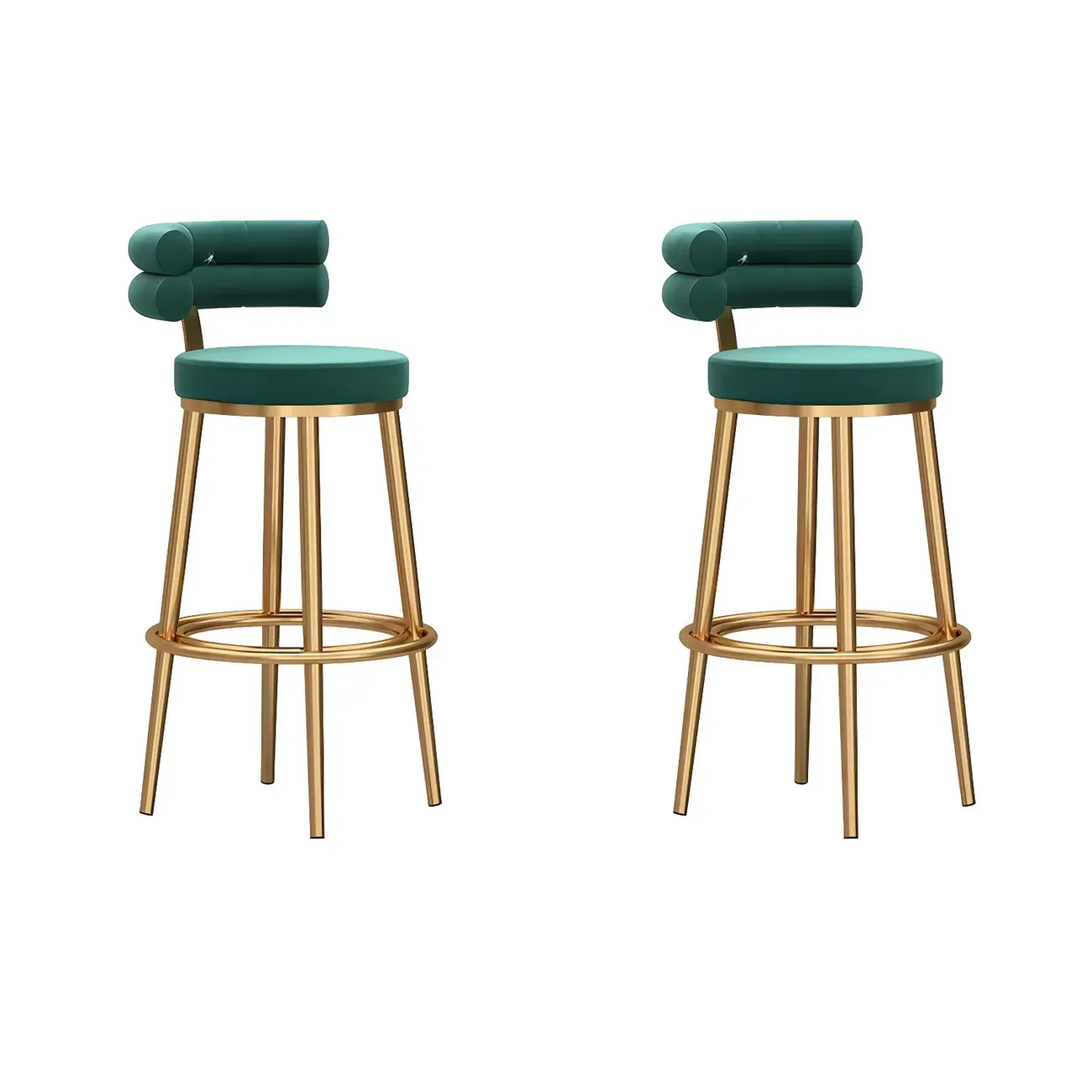 Gold Glam Round Bar Stool with Low Back and Footrest Image - 13