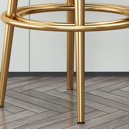 Gold Glam Round Bar Stool with Low Back and Footrest Image - 14