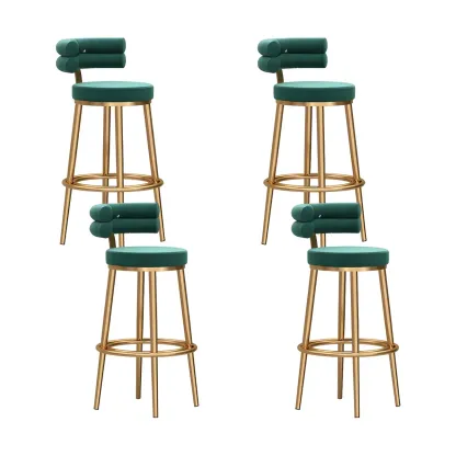 Gold Glam Round Bar Stool with Low Back and Footrest Image - 15