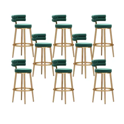 Gold Glam Round Bar Stool with Low Back and Footrest Image - 17