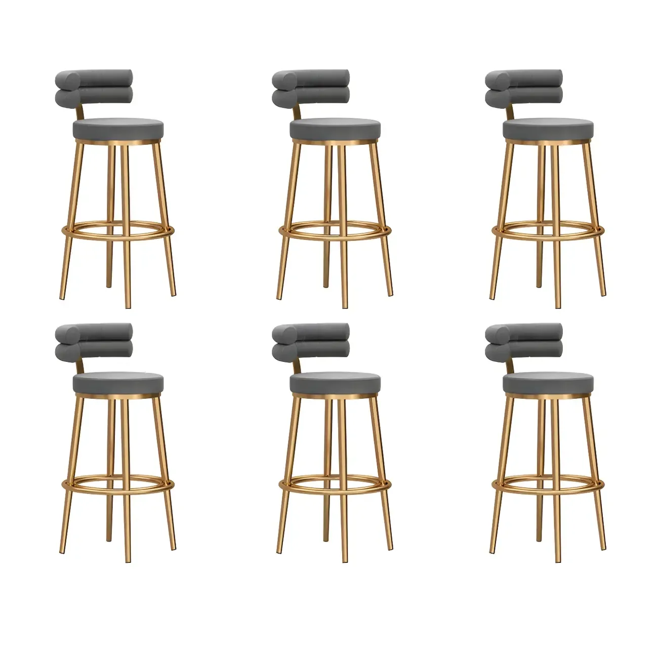 Gold Glam Round Bar Stool with Low Back and Footrest Image - 21