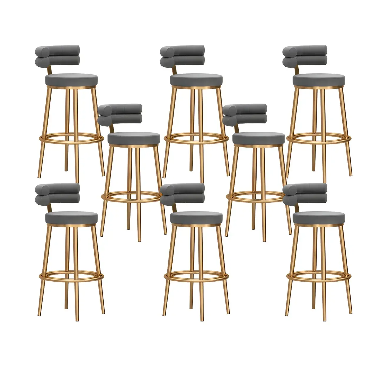 Gold Glam Round Bar Stool with Low Back and Footrest Image - 22