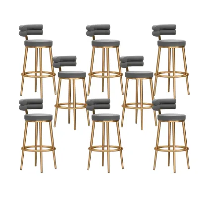 Gold Glam Round Bar Stool with Low Back and Footrest Image - 22
