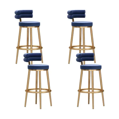 Gold Glam Round Bar Stool with Low Back and Footrest Image - 25