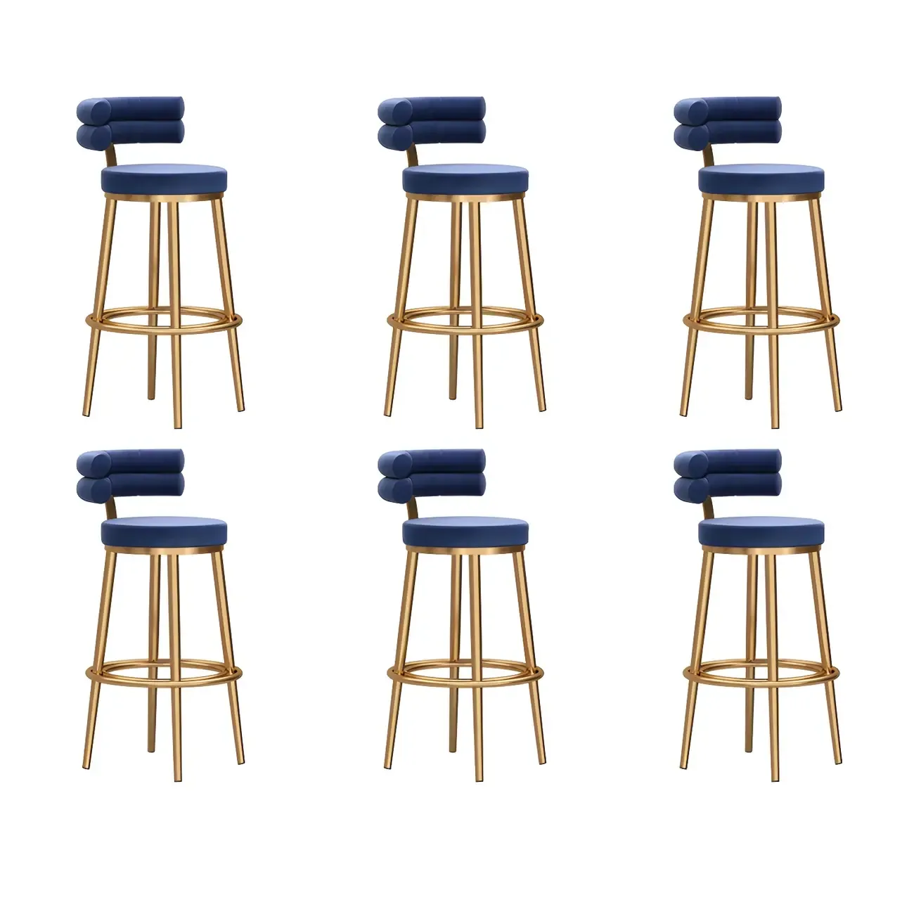 Gold Glam Round Bar Stool with Low Back and Footrest Image - 26