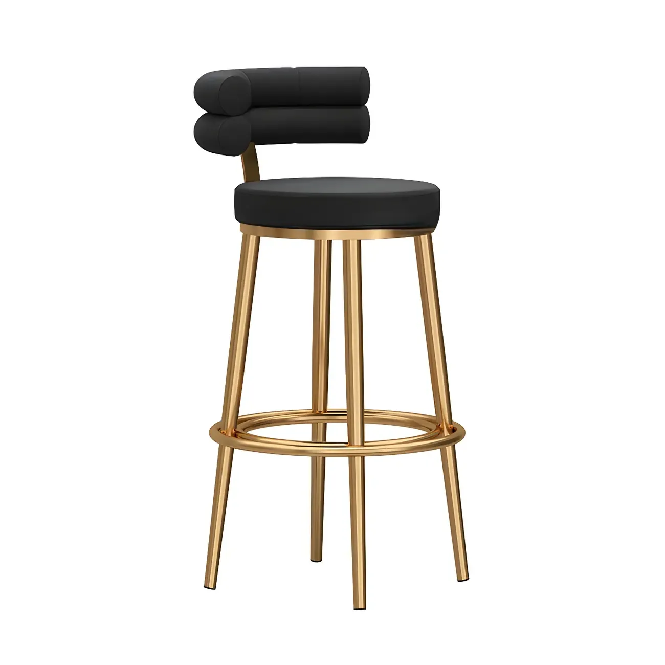 Gold Glam Round Bar Stool with Low Back and Footrest Image - 28