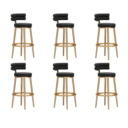 Gold Glam Round Bar Stool with Low Back and Footrest Image - 31