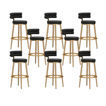Gold Glam Round Bar Stool with Low Back and Footrest Image - 32