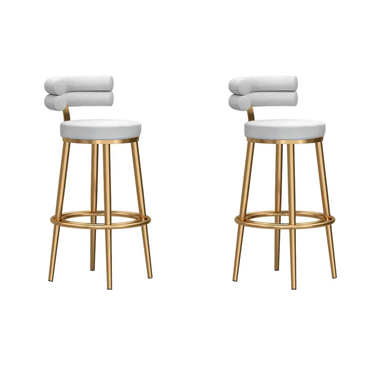 Gold Glam Round Bar Stool with Low Back and Footrest Image - 34